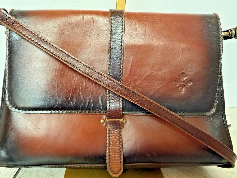 Patricia Nash Tijola Flap Crossbody Bag Brown Leather Vintage Inspired Purse